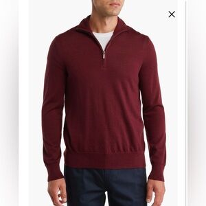 NWT Brooks Brothers merino wool burgundy quarter zip pullover sweater